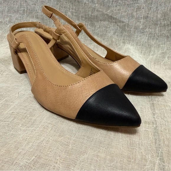 Express Tan and Black Women's Slingback Shoes Size 8 - Picture 2 of 5